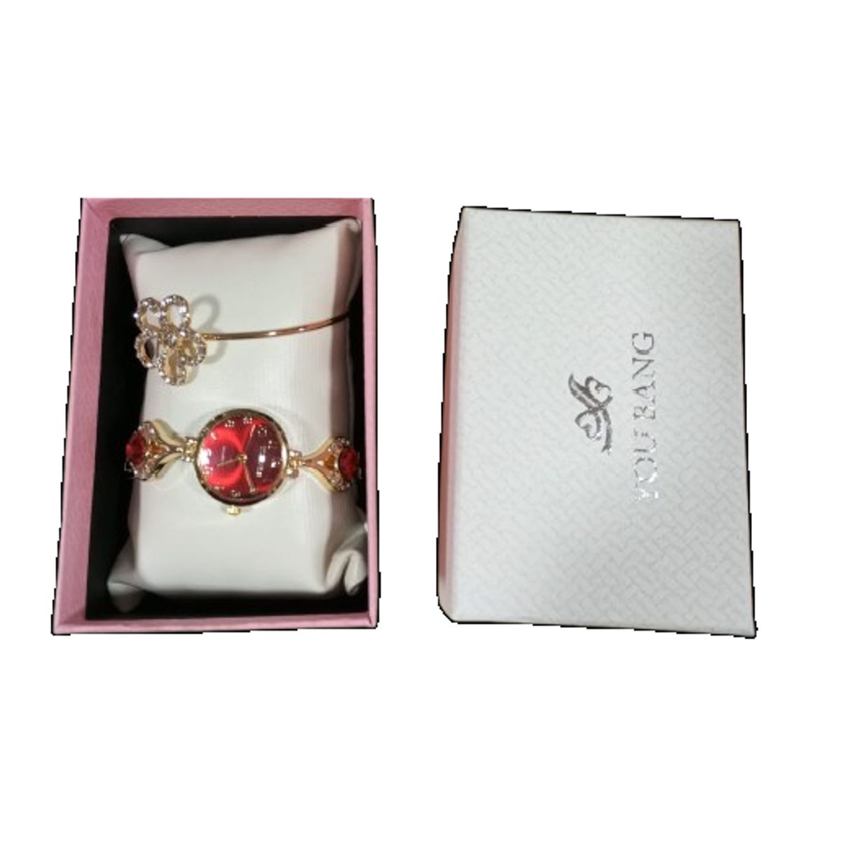 GENERICO - Set caja linda reloj con pulsera 2 piezas de acero inoxidable mujer