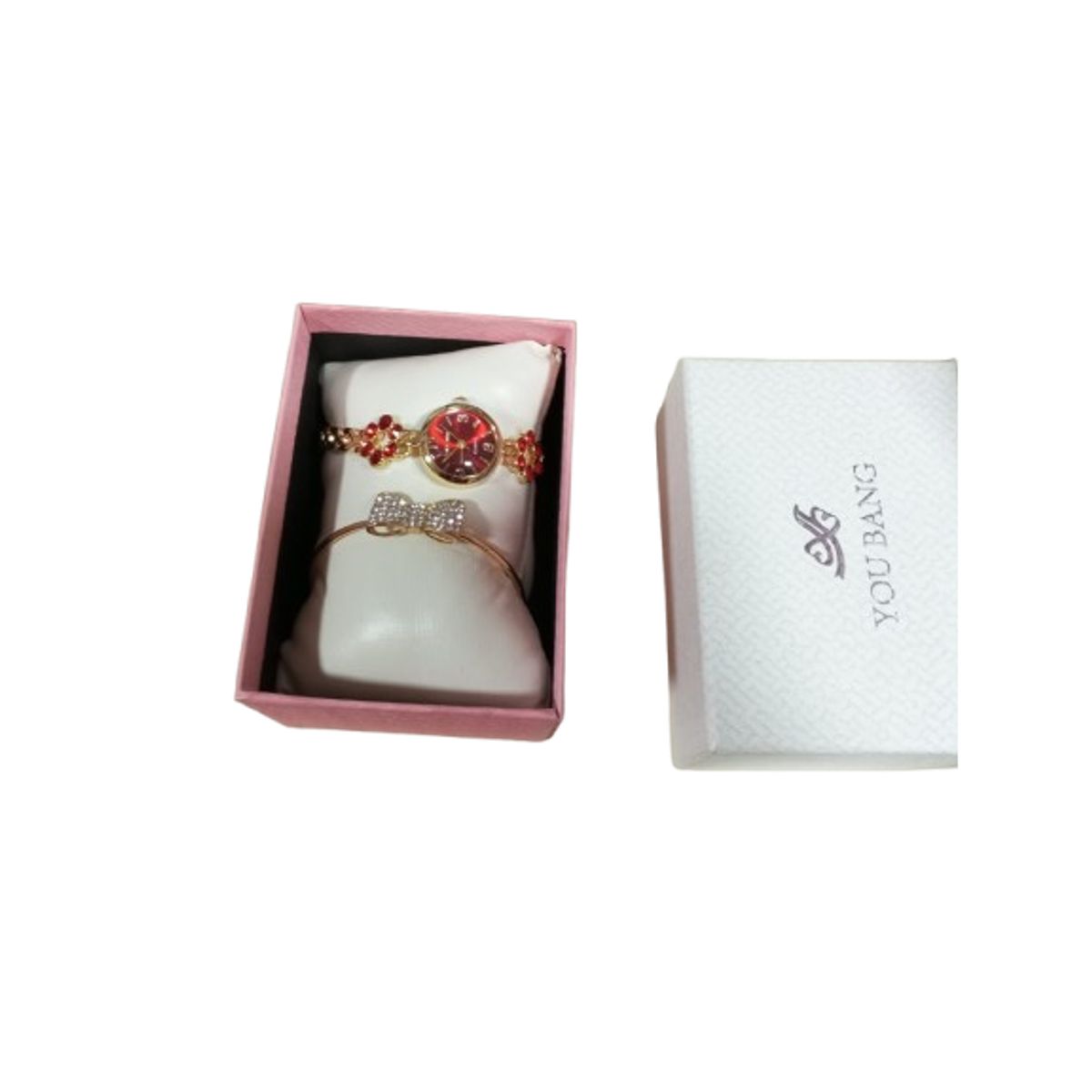 GENERICO - Set caja linda reloj con pulsera 2 piezas de acero inoxidable mujer