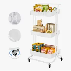ATLAS - Carrito Organizador Metalico 3 Niveles Blanco