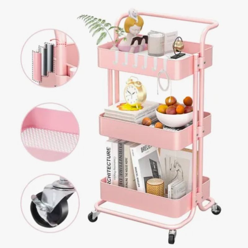 ATLAS - Carrito Organizador Rosado 3 Niveles