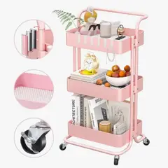 ATLAS - Carrito Organizador Rosado 3 Niveles