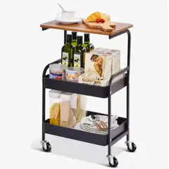 ATLAS - Carrito Carro Organizador Ruedas Negro