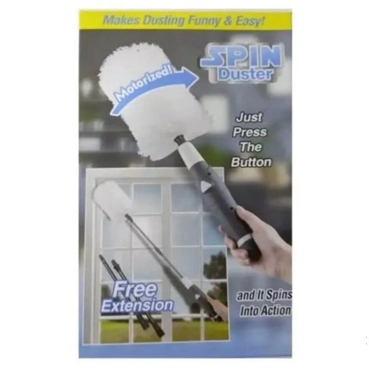 MOVI - Plumero Eléctrico Spin Duster con Extensión y Cabezales