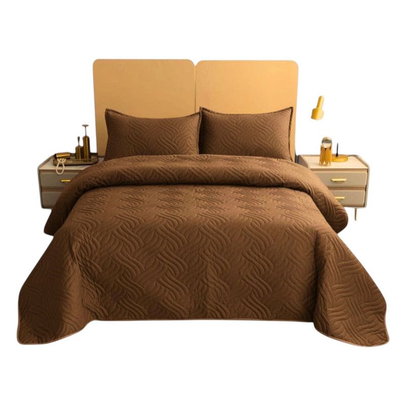 GENERICO - Cobertor De Verano 15 Plazas Quilt + 1 Funda Cubrecama 180x230cm Cafe