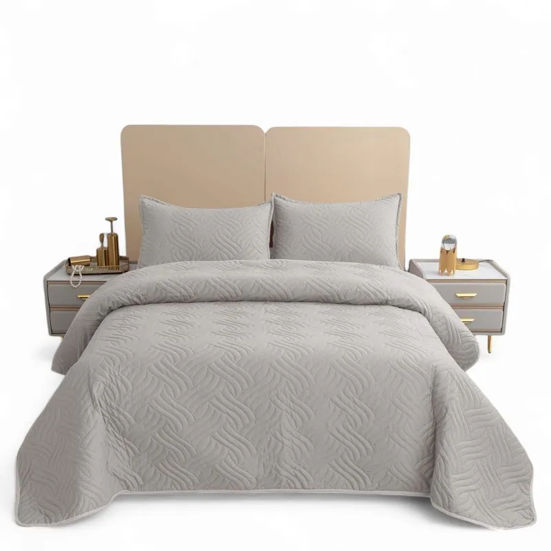 GENERICO - Cubrecama De Verano King 250x270cm + 2 Fundas Cobertor Gris Claro