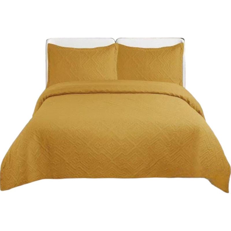 GENERICO - Cubrecama De Verano King 250x270cm Colcha + 2 Fundas Cobertor Mostaza