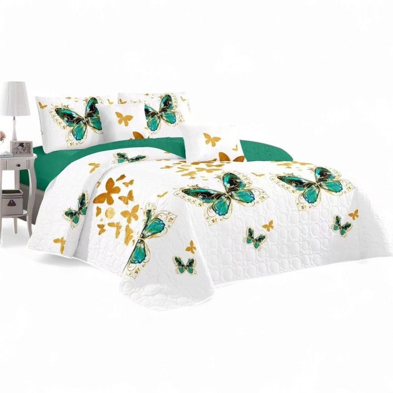 GENERICO - Cubrecama Quilt Verano 2 Plazas + 2 Funda Medida 230x250cm Gris Oscuro