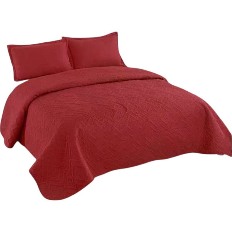 GENERICO - Cubrecama Quilt De Verano 2 Plazas + 2 Funda Medida 230x250cm Burdeo