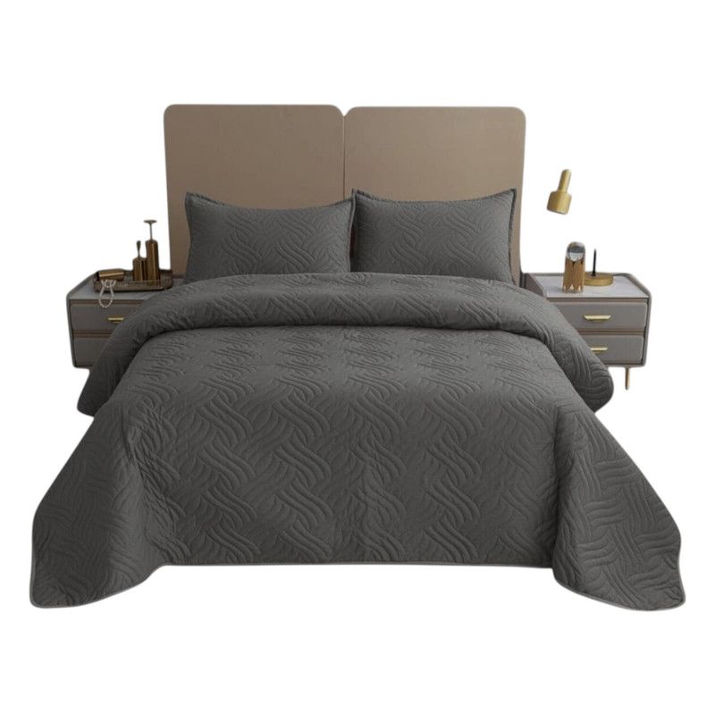 GENERICO - Cobertor De Verano 15 Plazas + 1 Funda Cubrecama 180x230cm Gris Oscuro