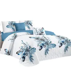 GENERICO - Cubrecama De Verano King 250x270cm Colcha + 2 Fundas Cobertor Celeste