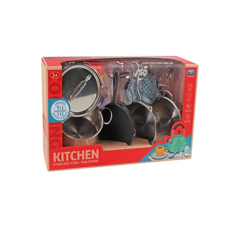 GENERICO - Set De Ollas Juguete Acero Inoxidable 8 Piezas Para Niños