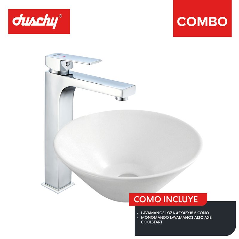 DUSCHY - COMBO LAVAMANOS LOZA - LAVAMANOS ALTO AXE COOLSTAR