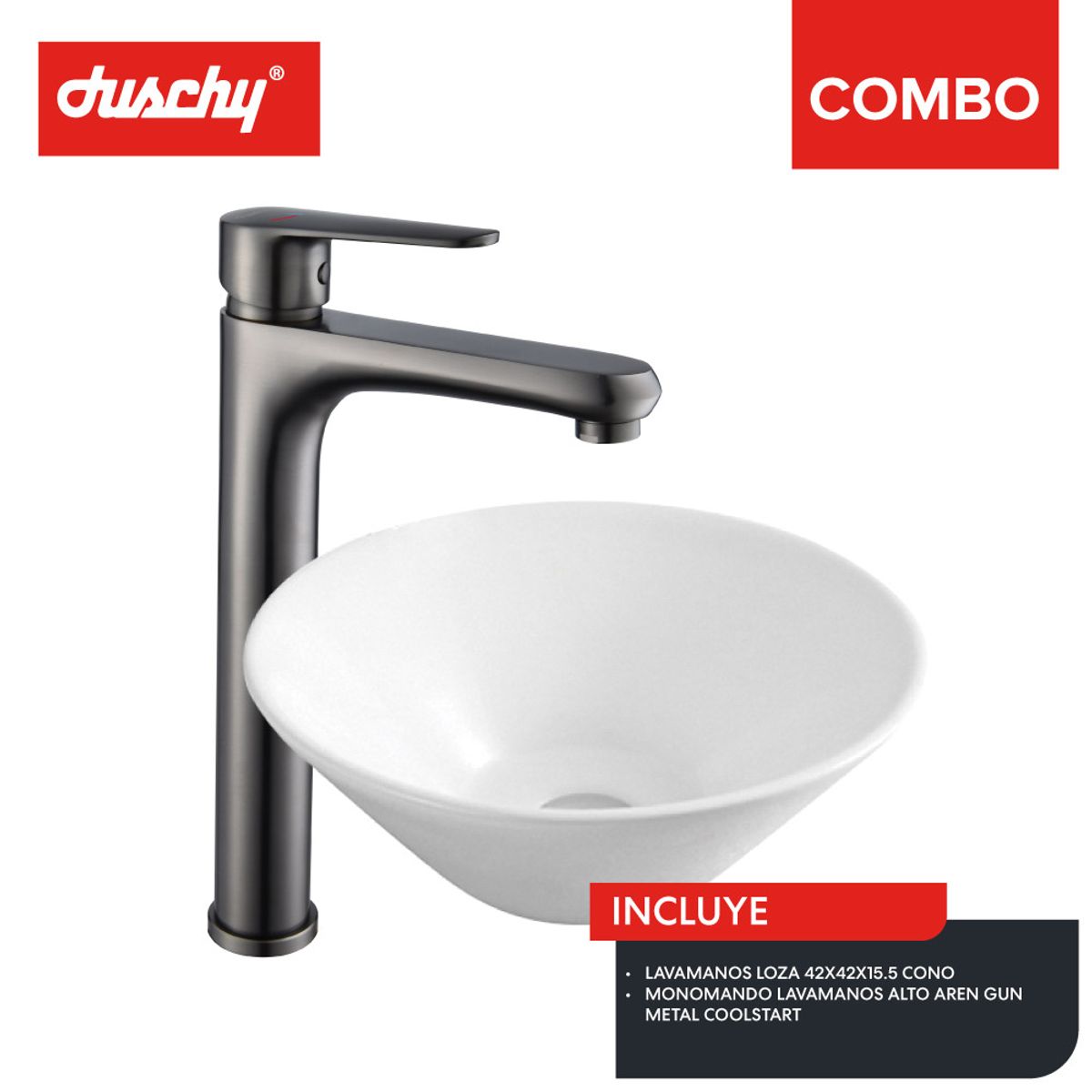 DUSCHY - COMBO LAVAMANOS LOZA - LAVAMANOS ALTO AREN GMC
