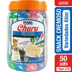 INABA - Churu Gato Frasco 50 Tubos Sabor Atun Premio Snack