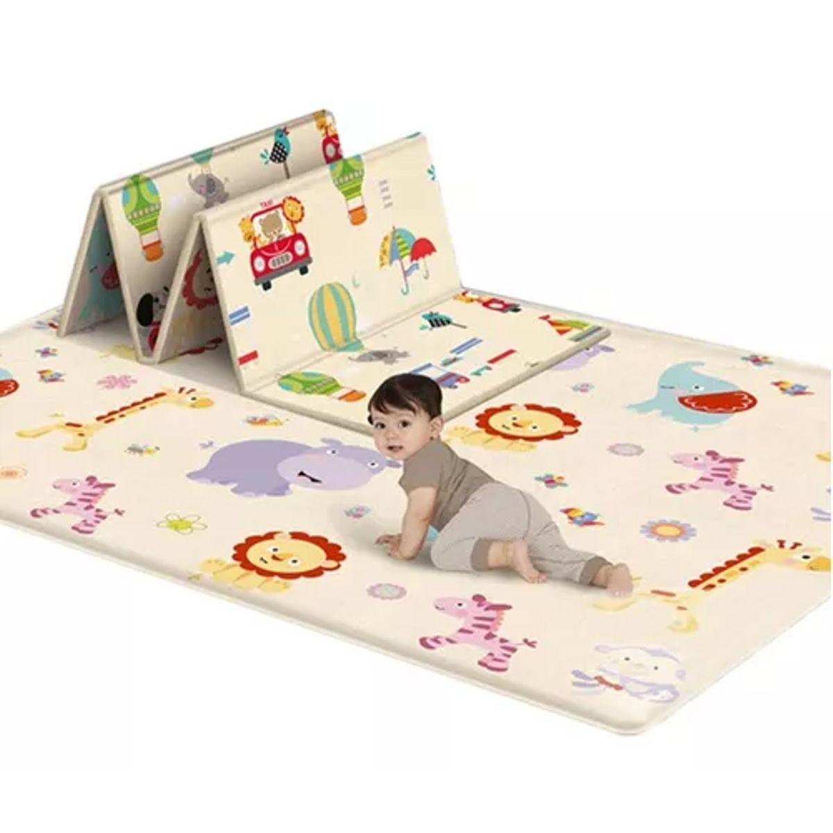 GENERICO - Alfombra antigolpes bebé plegable reversible 180x120 cm