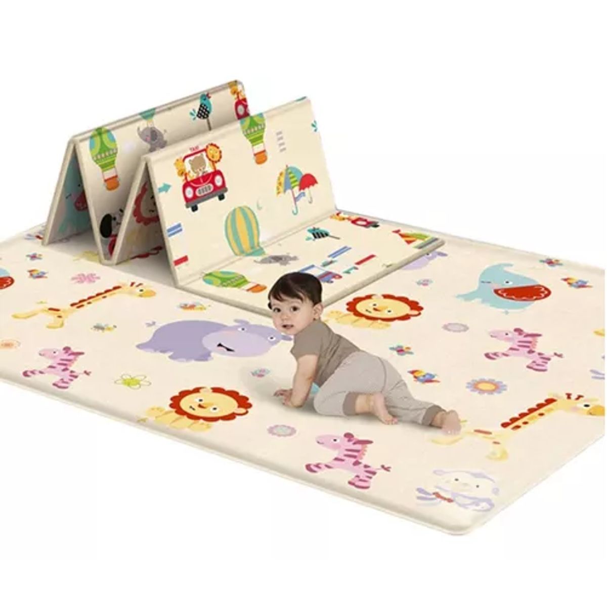 GENERICO - Alfombra antigolpes bebé plegable reversible 180x120 cm