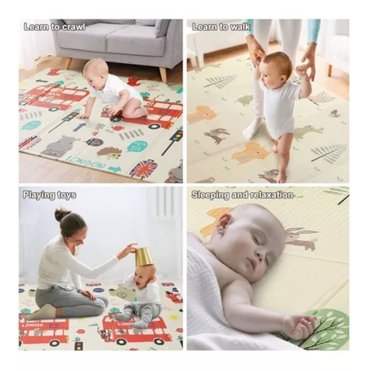 GENERICO - Alfombra antigolpes para niños y bebés plegable 200x180 cm