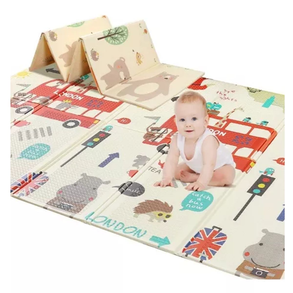 GENERICO - Alfombra antigolpes para niños y bebés plegable 120x180 cm