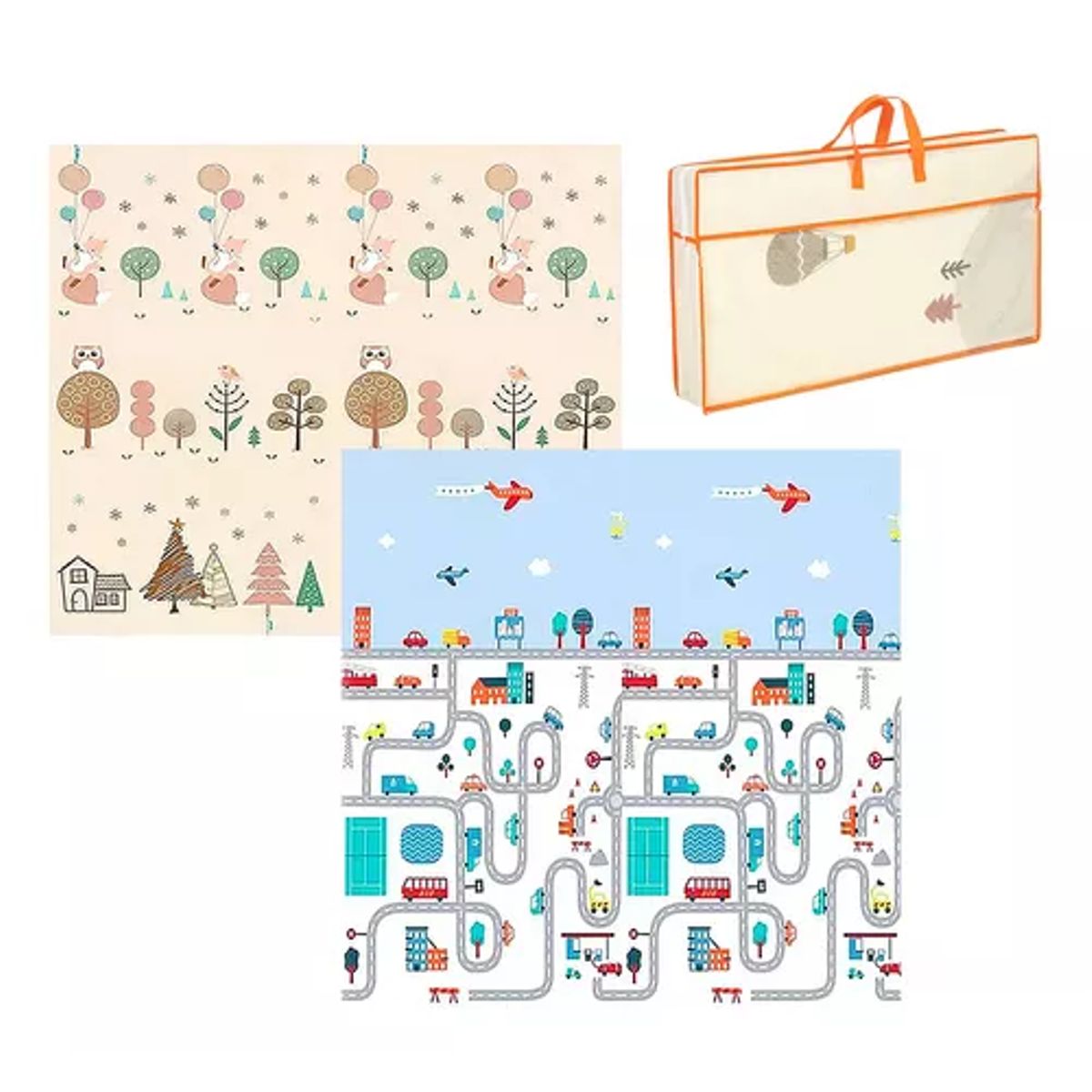 GENERICO - Alfombra antigolpes reversible para bebés diseño autito