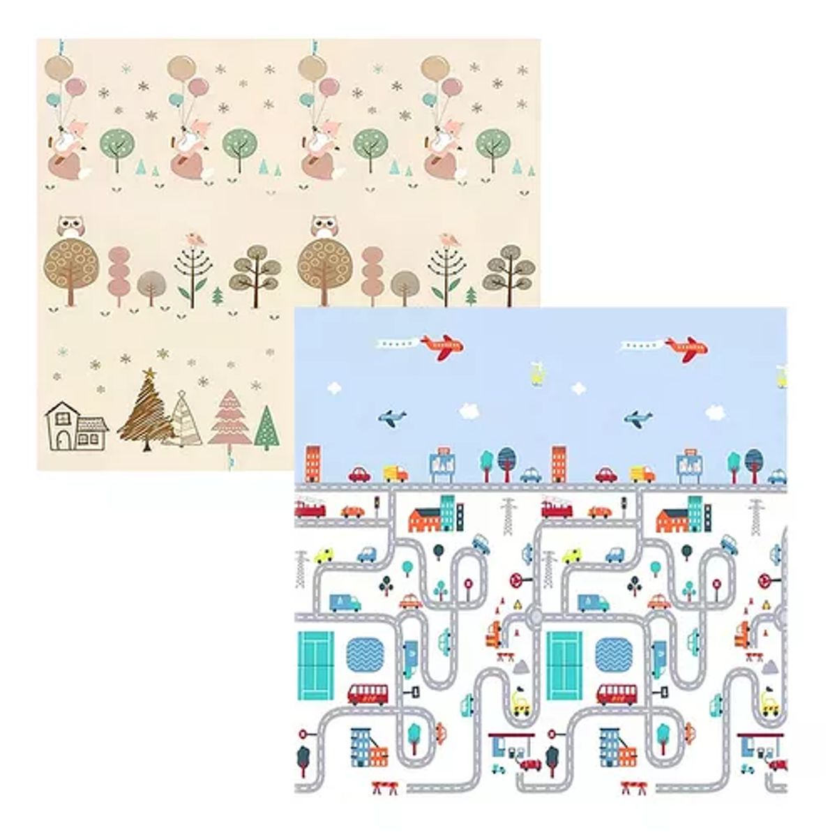 GENERICO - Alfombra antigolpes reversible para bebés diseño autito