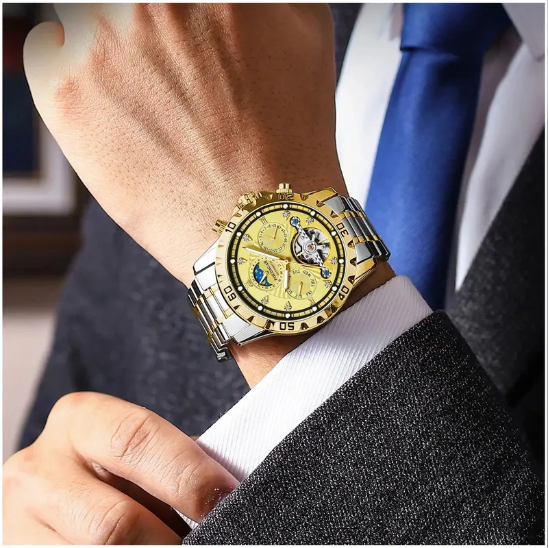 STARTECHOFFICE - Reloj Automático Mecánico Hombre Diseño Clásico Calendario Completo