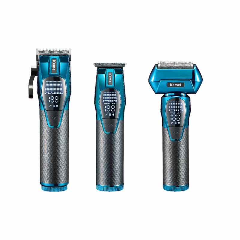 KEMEI - Barber Combo Kemei KM-8559 Cortapelo + Patillera + Shaver Profesional – 3 en 1 Recargable