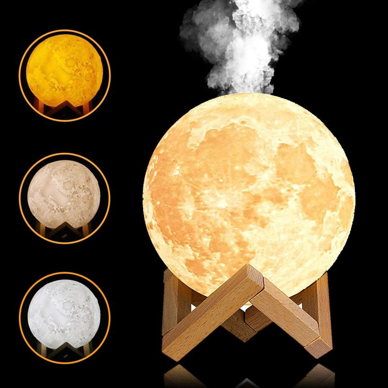 GENERICO - Lámpara Tipo Luna 3D USB-Humidificador Relajación y Aromaterapia