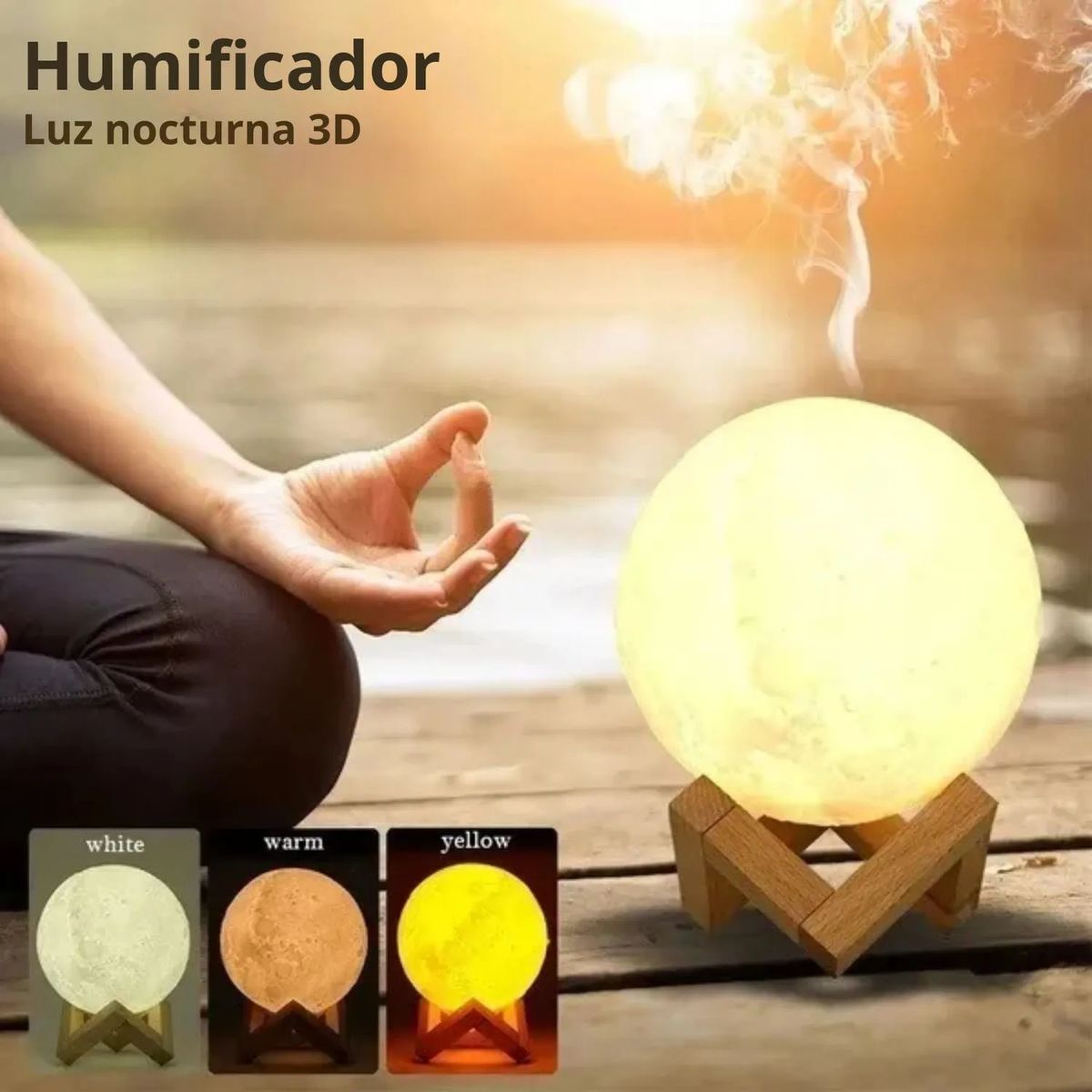 GENERICO - Lámpara Tipo Luna 3D USB-Humidificador Relajación y Aromaterapia