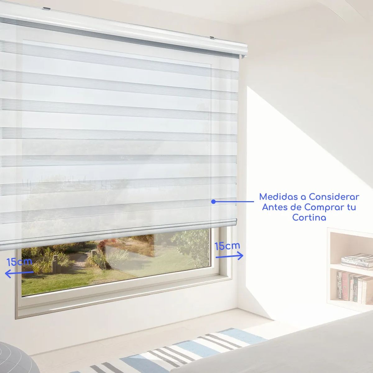 GENERICO - Cortina Roller Duo Zebra Dia Noche 60x200 Cm Blanco