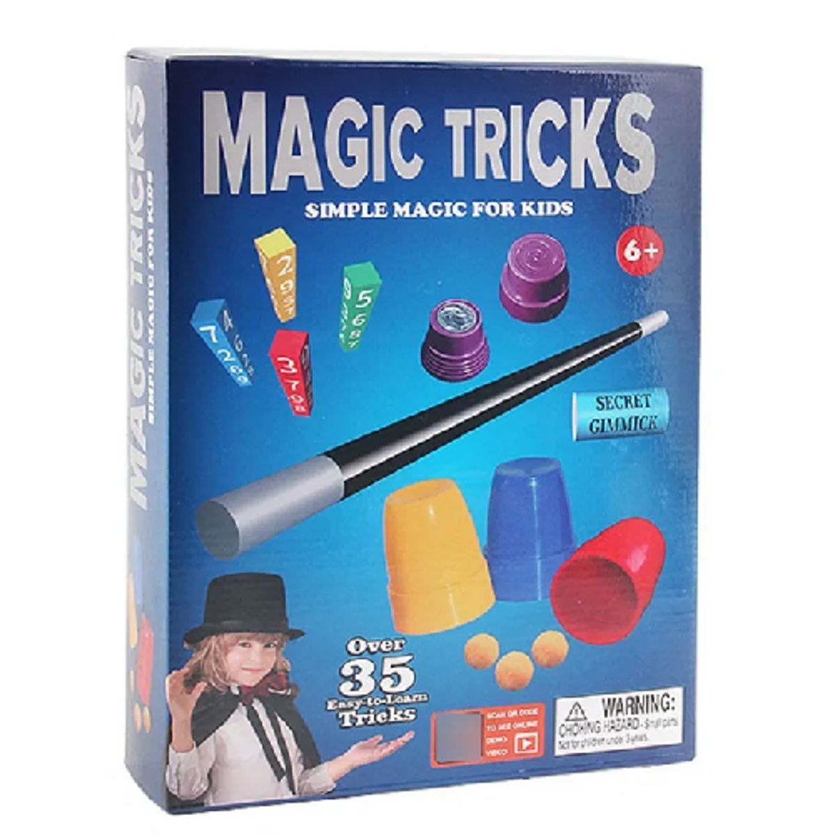 GENERICO - Set de magia 35 trucos de mago con varita multicolor