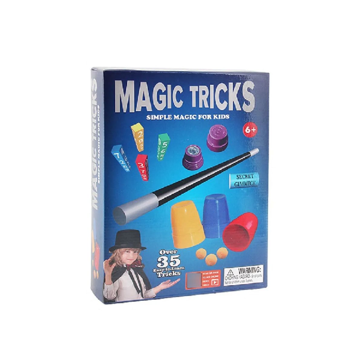 GENERICO - Set de magia 35 trucos de mago con varita multicolor