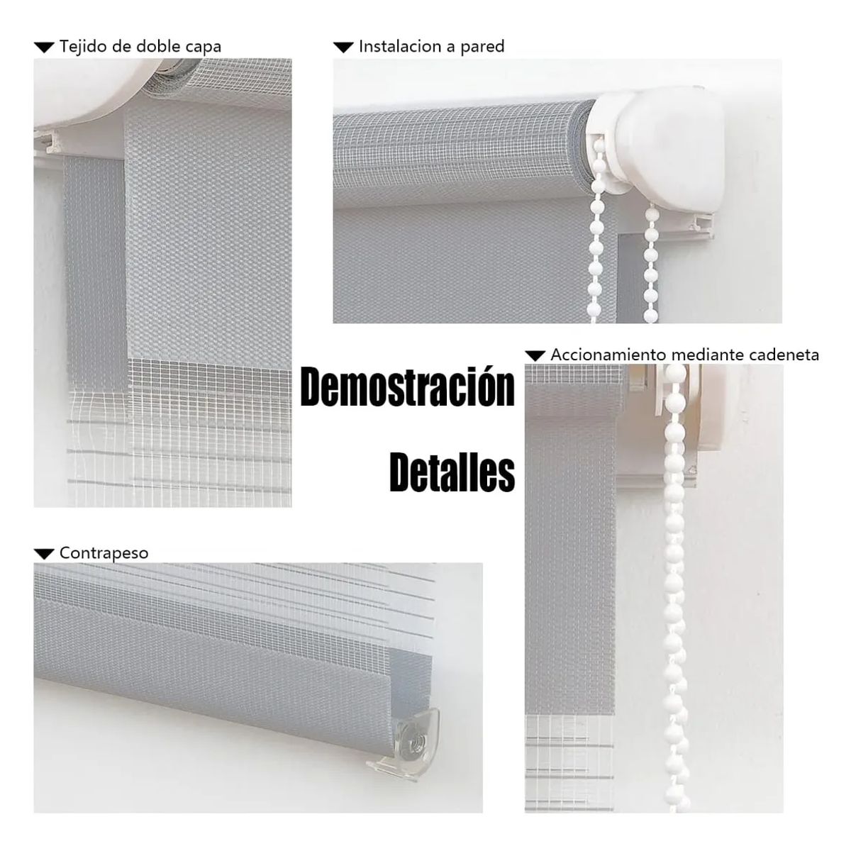 GENERICO - Cortina Roller Duo Zebra Dia Noche 60x200 Cm Gris