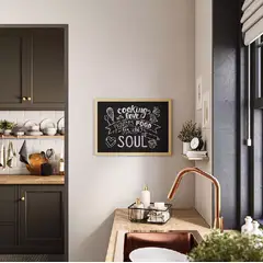 GENERICO - Pizarra negra tiza 60x90 cm marco madera color negro