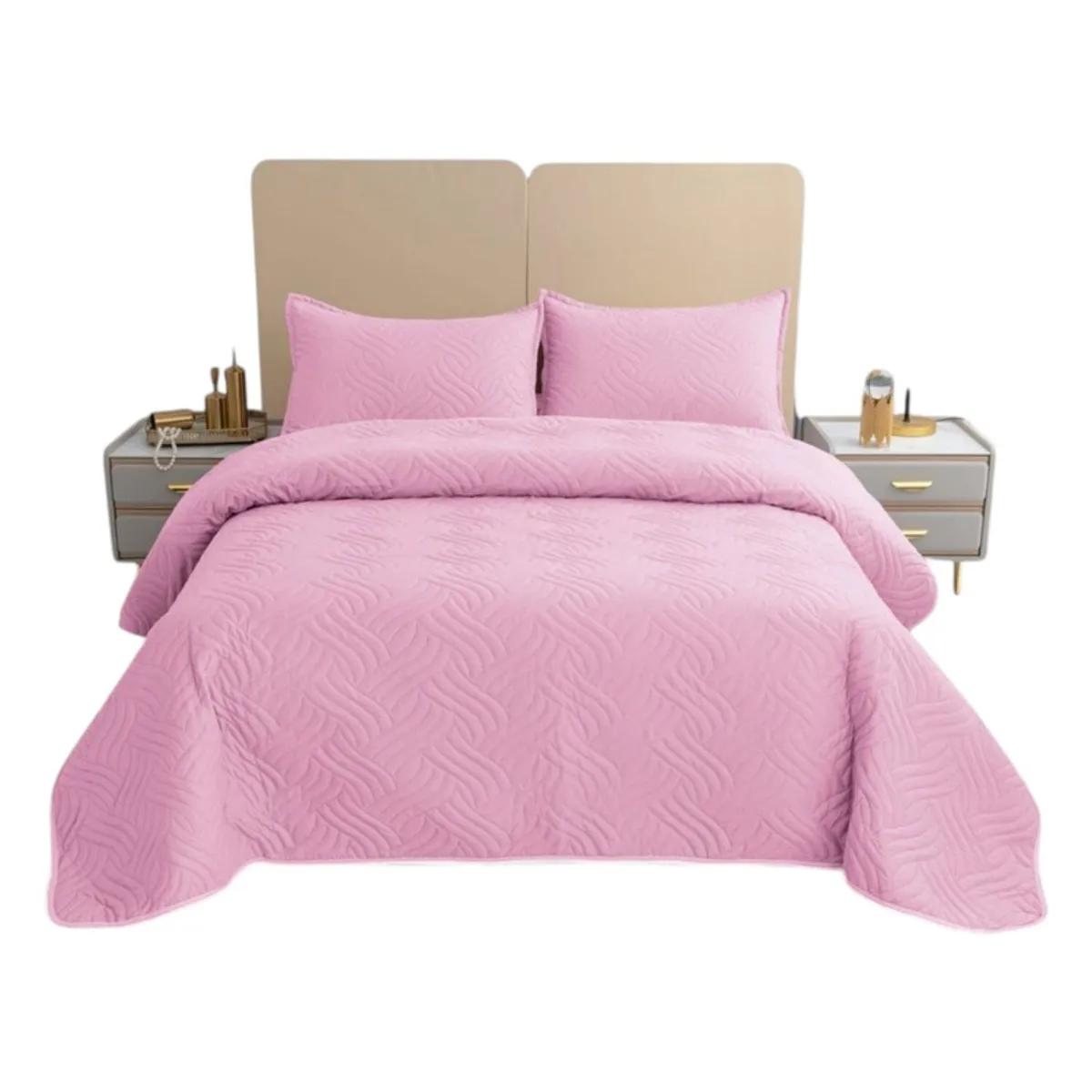 GENERICO - Cobertor De Verano 15 Plaza Quilt + 1 Funda Cubrecama 180x230cm Rosado