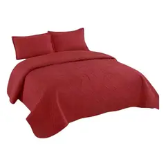 GENERICO - Cobertor De Verano 15 Plazas Quilt + 1 Funda Cubrecama 180x230cm Burdeo