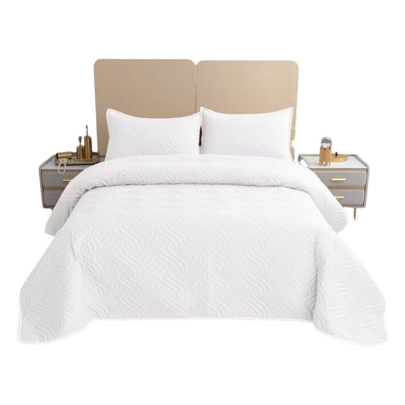 GENERICO - Cobertor De Verano 15 Plaza Quilt + 1 Funda Cubrecama 180x230cm Blanco