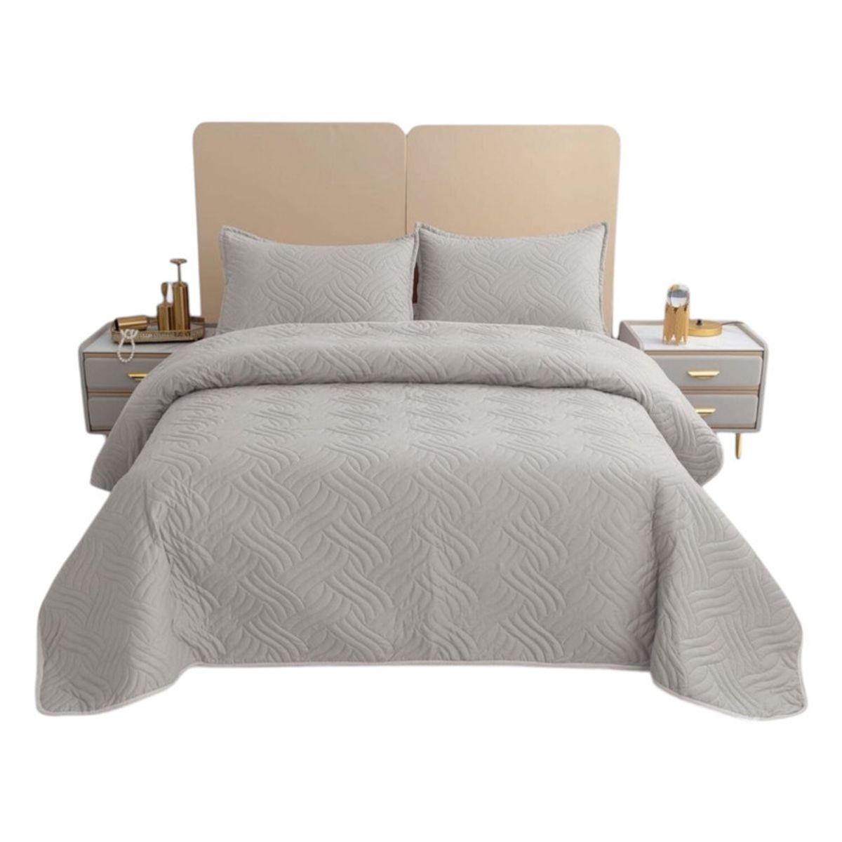 GENERICO - Cobertor De Verano 15 Plazas + 1 Funda Cubrecama 180x230cm Gris Claro