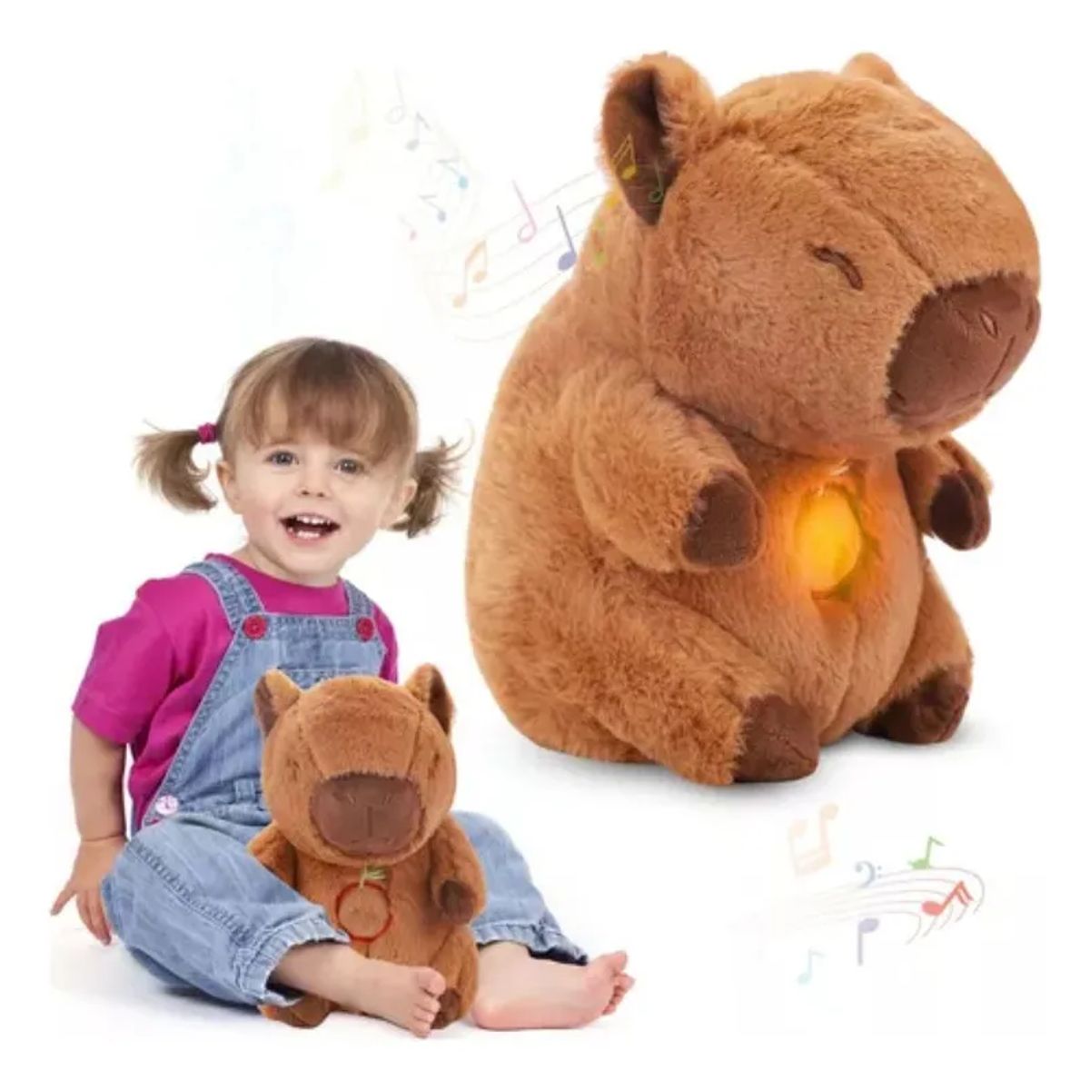 GENERICO - Capibara Peluche que Respira para dormir con Luz y Sonido