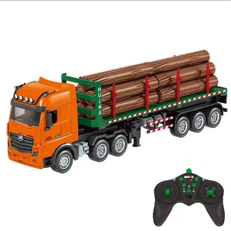 GENERICO - CAMION HUINA 1313 CON REMOLQUE CON MADERA C/REMOTO 2.4 GHZ