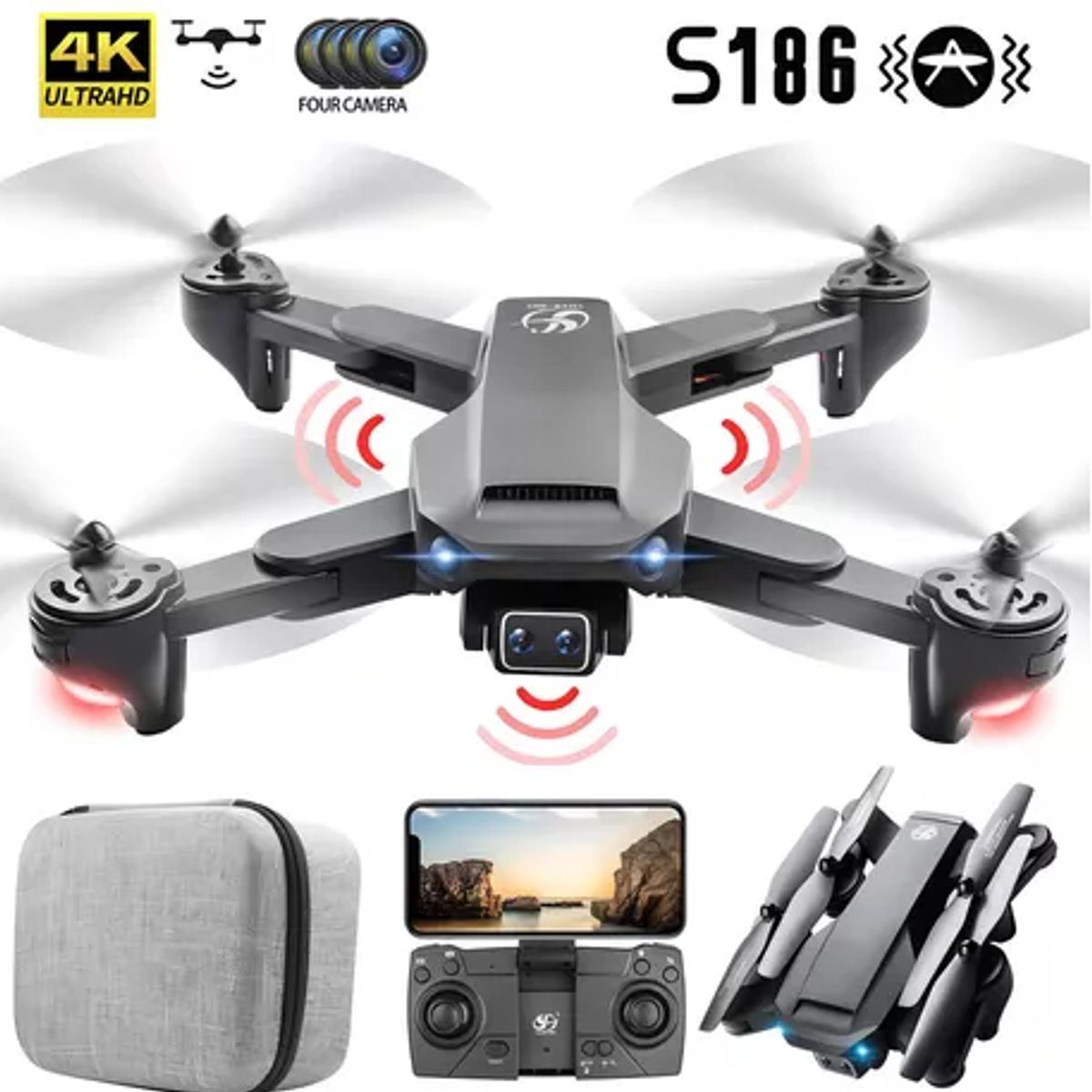 GENERICO - Dron Semiprofesional Cámara Hd Wifi Control Remoto Negro