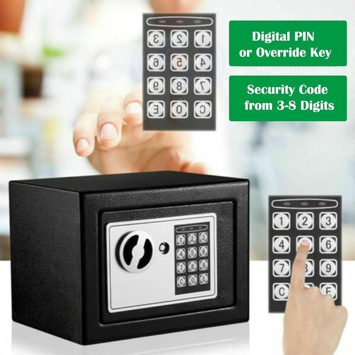 MOVI - Caja Fuerte de Seguridad Digital+ Llave -Teclado Numérico