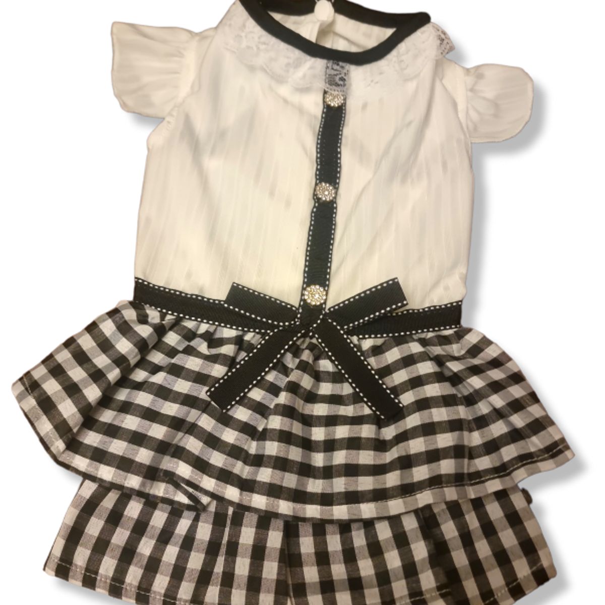 GENERICO - Vestido Escoces Blanco Negro TL para perritas