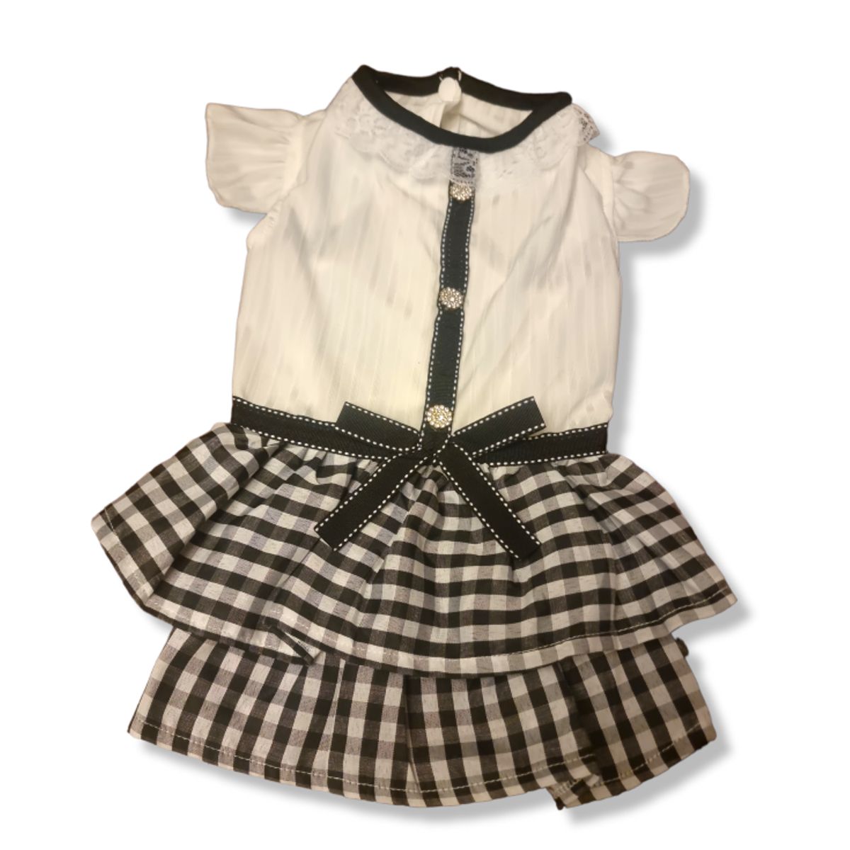 GENERICO - Vestido Escoces Blanco Negro TL para perritas