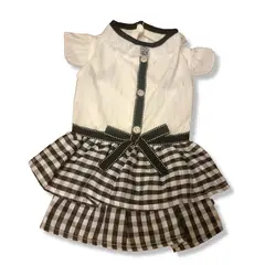GENERICO - Vestido Escoces Blanco Negro TL para perritas