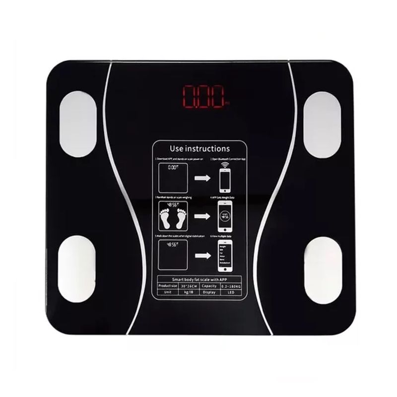GENERICO - Balanza baño digital bluetooth inteligente peso grasa negra