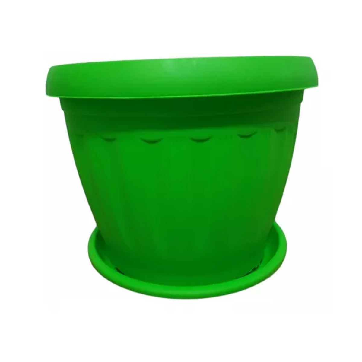 GENERICO - Macetero Redondo con Plato 30cm Verde Lima