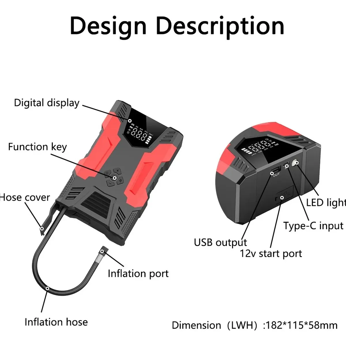 AUDOTO - Partidor De Batería 12v 600a Con Compresor De Aire Portátil
