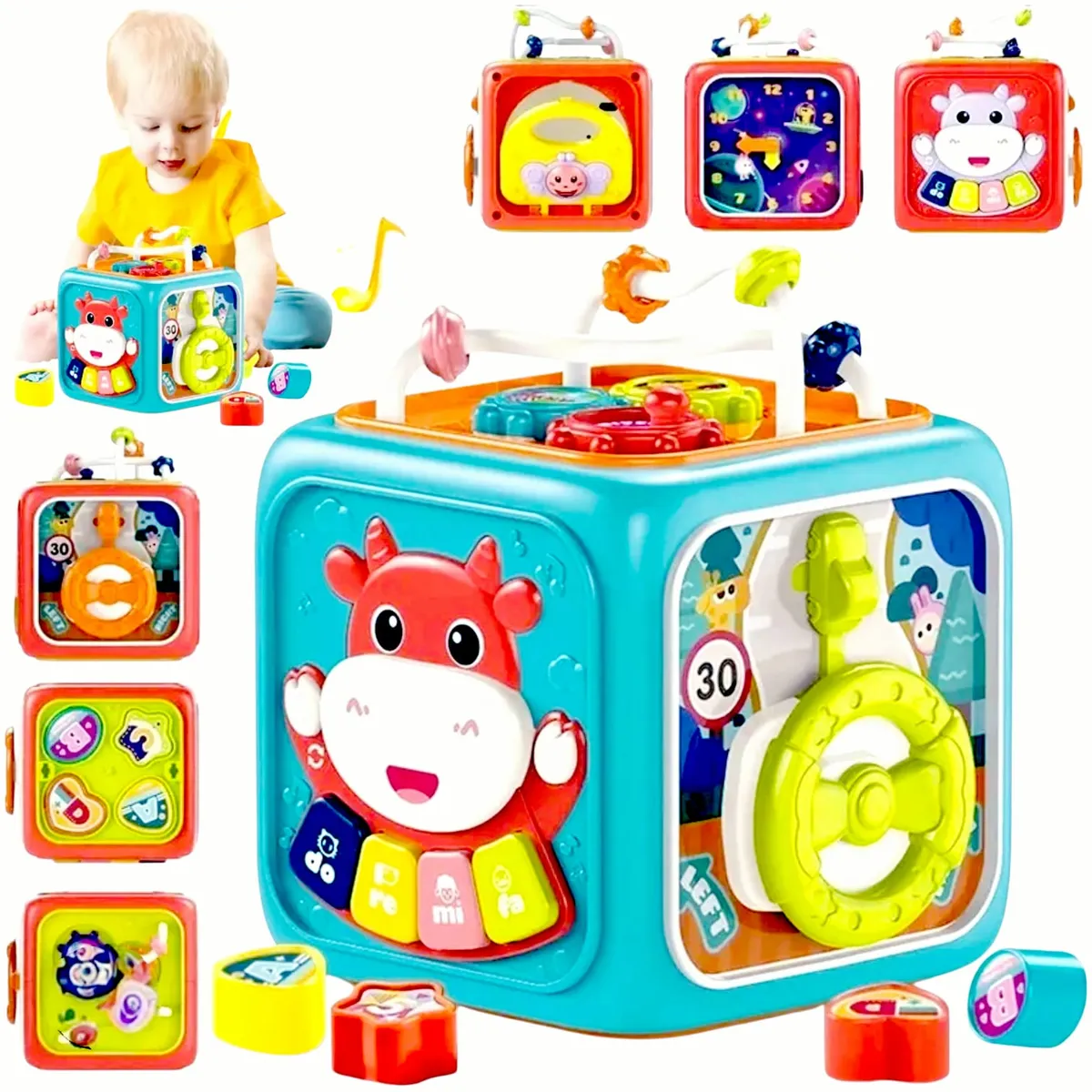 GENERICO - Juego De Aprendizaje Educativo Cubo Musical  Didáctico 6 En 1