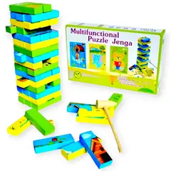 GENERICO - Puzle y Jenga Funcional 2 En 1 Rompecabezas Animalitos