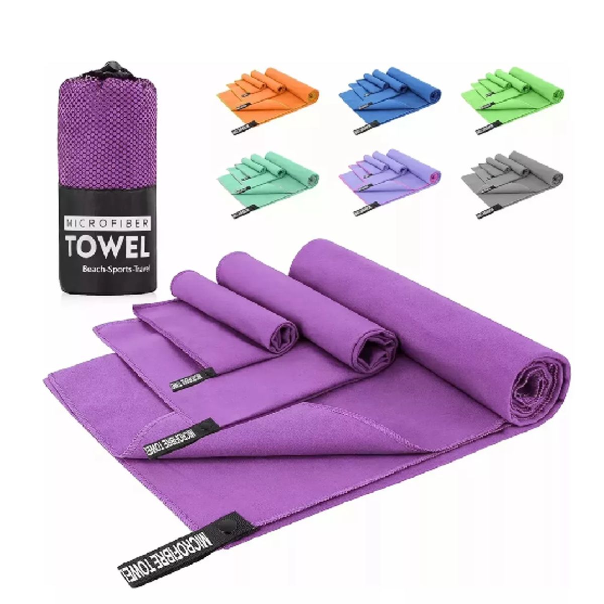 GENERICO - Toalla baño viaje microfibra secado rápido pcs violeta